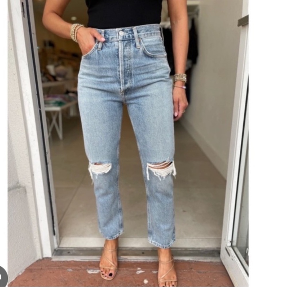 Agolde Riley High Rise Straight Crop Whiplash Jeans